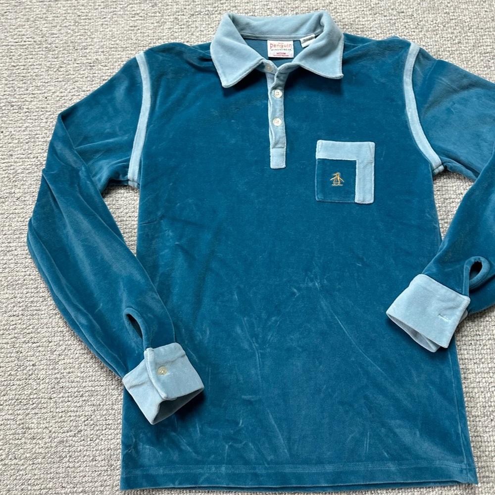 Original Penguin Teal and Light Blue Polo Shirt